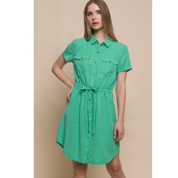 Green Tencel Button-up Dress - Small - Picture 12 of 14